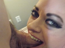 Wifey smiles with big dick in throat gif