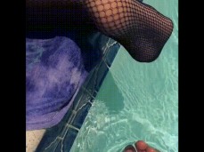 4K POV SlowMo Ebony Poolside Pussy Play gif