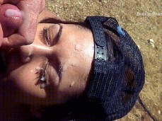Brooklyn Rivers cum  outdoor public facial gif