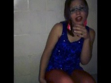 Amateur Russian  Dancing and masturbate in red nylon stockings gif