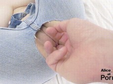 Fingering pussy in  jeans gif