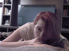 Cute little redhead choking on dick gif