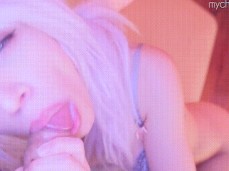 Cherry Crush Blowing a dick and using her teeth gif