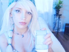 pretty blonde esqamo cosplay chick edges you gif