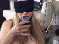 blindfold drinking shot gif