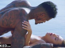 #beach # cock #brunette #interracial gif