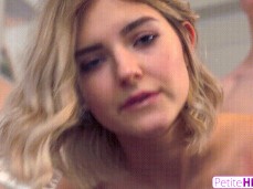 petite blonde eye contact gif