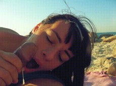 Abundant cumshot on woman's face. gif