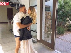 Jessa Rhodes in feather robe gif