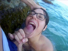 Public Blowjob while Swimming in the Sea gif
