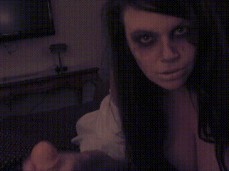 Ghostly Lady in White stares into your eyes as she milks your cock gif