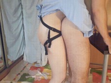 femdom strapon handjob reach around pegging gif