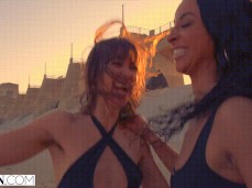 Riley Reid & Teanna Trump dancing with champagne gif