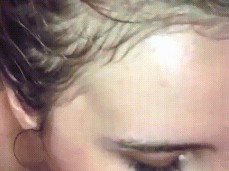 Gorgeous blonde blows huge dick gif