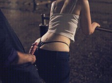 CUM ON SEXY FIT GIRL'S WHALE TAIL gif