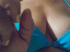 JOXXXANNES BIKINI STRIP TEASE BBW EBONY CHUBBY MILF FAT BROWN NIPPLE PLAY gif