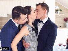 Wife warming up with hubby and neighbor gif