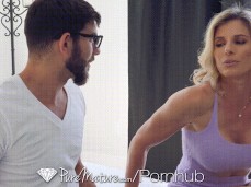 Cory Chase shows off her butt plug to younger guy gif