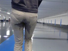 Hot girl pees pants in carpark gif
