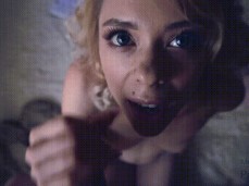 BLONDE AMATEUR  SWALLOWS LOAD OF CUM gif