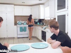 Melanie Hicks teasing husband's friends in booty shorts gif