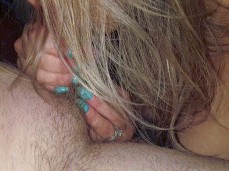 Hot blonde slurps cum gif
