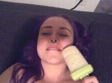 Slut eating a cumsicle gif