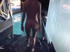 Following Nora Theo into closed hotel pool for skinny dipping gif