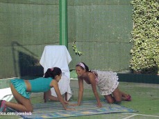 Billy (blue) with her girlfriend gif