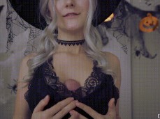 Eva Elfie shoves a cock between her tits gif