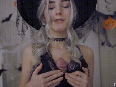 blonde witch  bra titjob cute gif