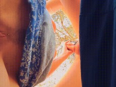 Close Up of Pierced Pussy giving Outdoor Handjob gif