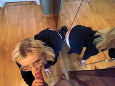 Cute Girl With Glasses Sucks Cock gif