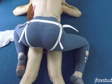 Jordyn Fox - pegged prone bone by cute girl in yoga pants gif