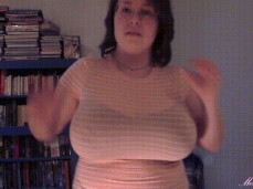 Huge Boob Sheer Shirt Stretch 3 gif