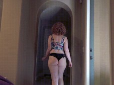 Walking down the hall in thong shorts gif