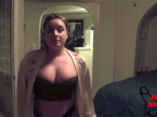 she comes in wearing lingerie and and open robe gif