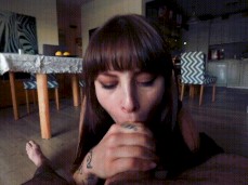 Tatted amateur brunette is hungry for cock after quarantine gif