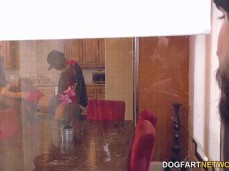 Krrissy Lynn's husband watches at window as she's DP'd by  studs gif