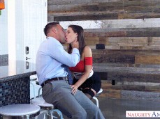 Wife Lana Rhoades seducing single man in the ktichen 03 gif