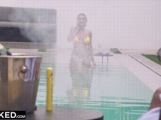 Gabbie Carter on phone in pool gif