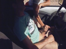 amateur car public handjob gif