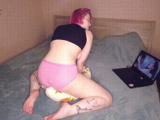 Pink Hair Pink Panties Pillow humping gif