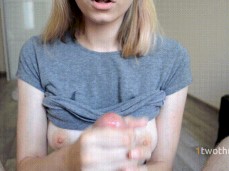 cute girl squirts her tits with my cock! gif