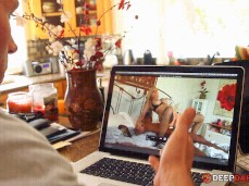 Husband watches wife Julia Ann via  as she fucks  lover gif