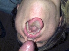 Cum on Lara's mouth gif