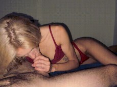 Сute Blonde Sucks a Dick! gif