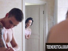 Oh, how she looks at the penis! gif