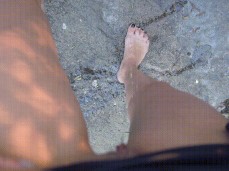 Amateur milf BadTaha pissing on the stone gif