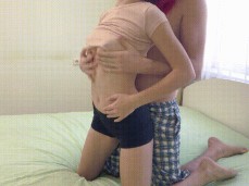 Gentle caressing of tiny boobs gif